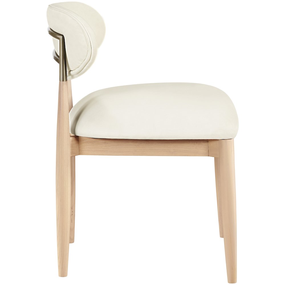 Riccio Cream Vegan Leather Upholstered Dining Side Chair, Set of 2