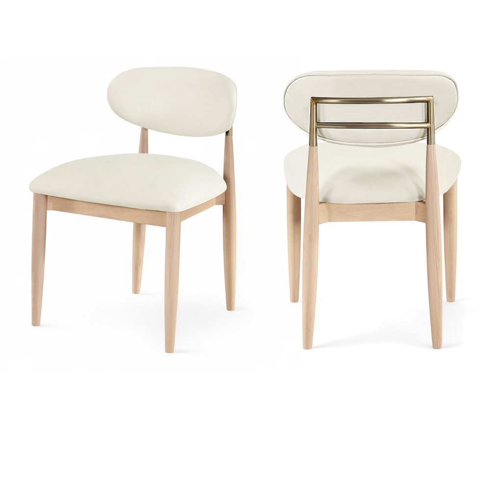Riccio Cream Vegan Leather Upholstered Dining Side Chair, Set of 2