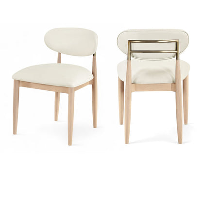 Riccio Cream Vegan Leather Upholstered Dining Side Chair, Set of 2