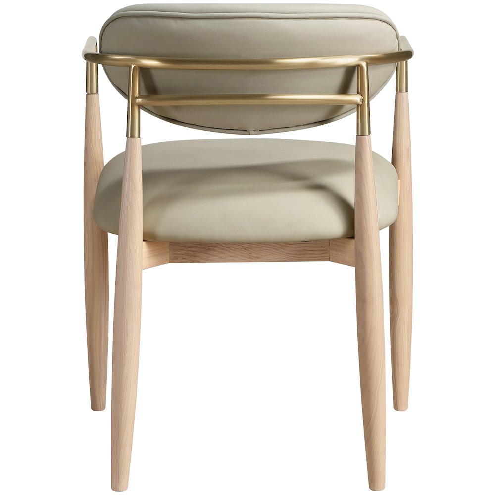 Riccio Taupe Vegan Leather Upholstered Dining Arm Chair, Set of 2