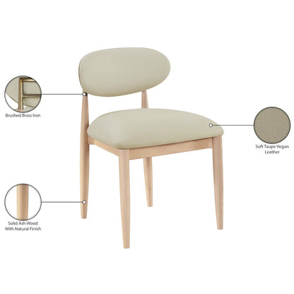 Riccio Taupe Vegan Leather Upholstered Dining Side Chair, Set of 2