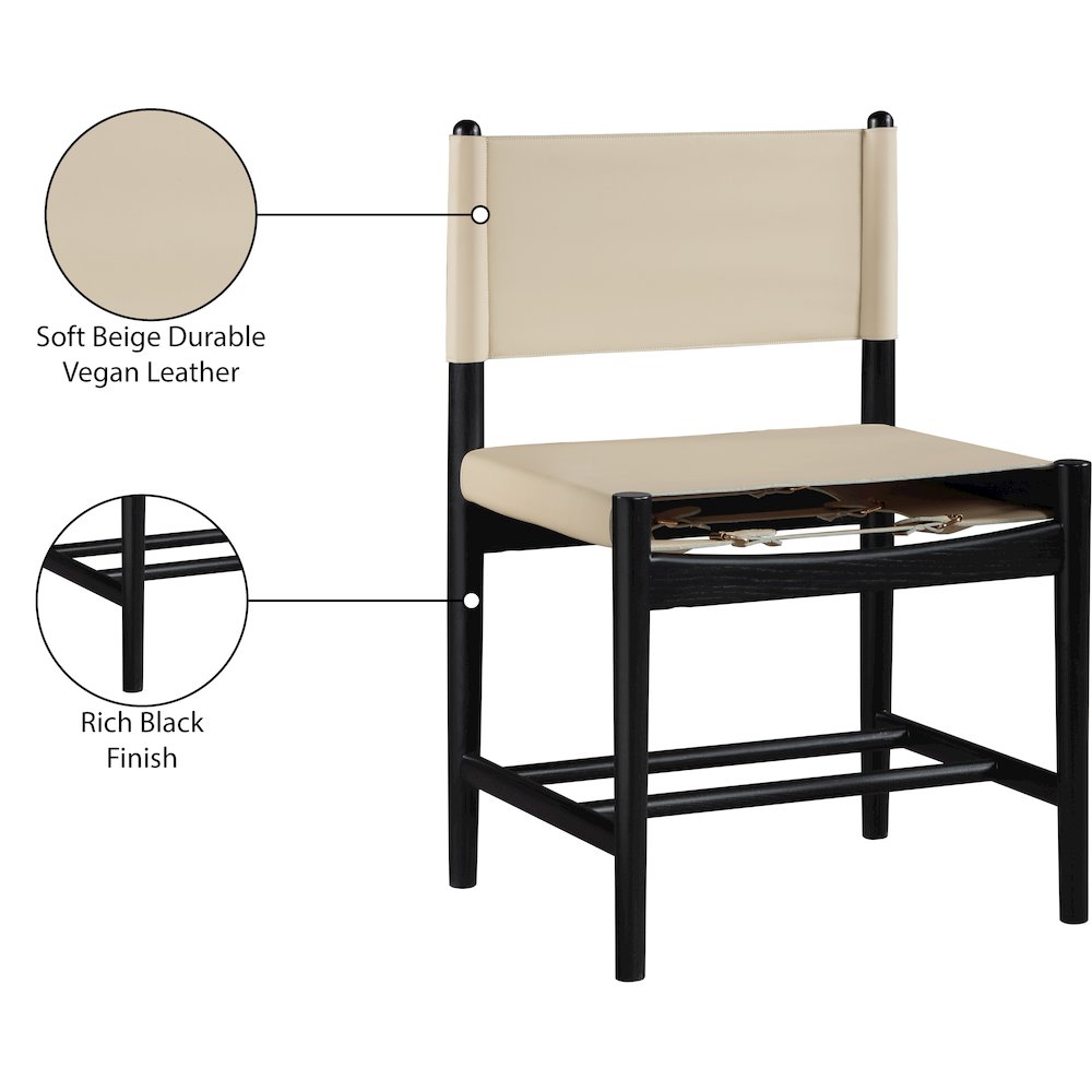 Rawlins Beige Vegan Leather Upholstered Dining Chair, Set of 2