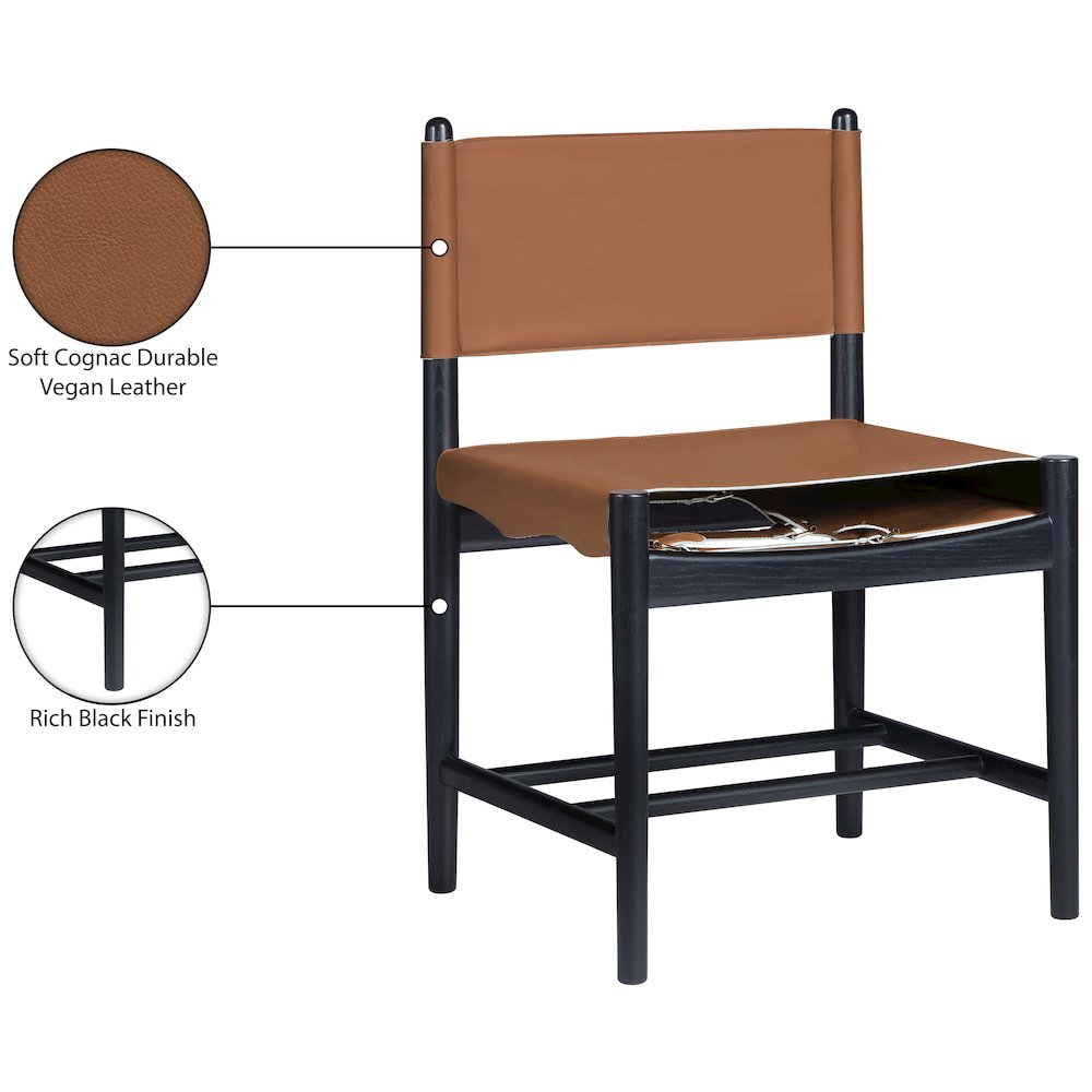 Rawlins Cognac Vegan Leather Upholstered Dining Chair, Set of 2