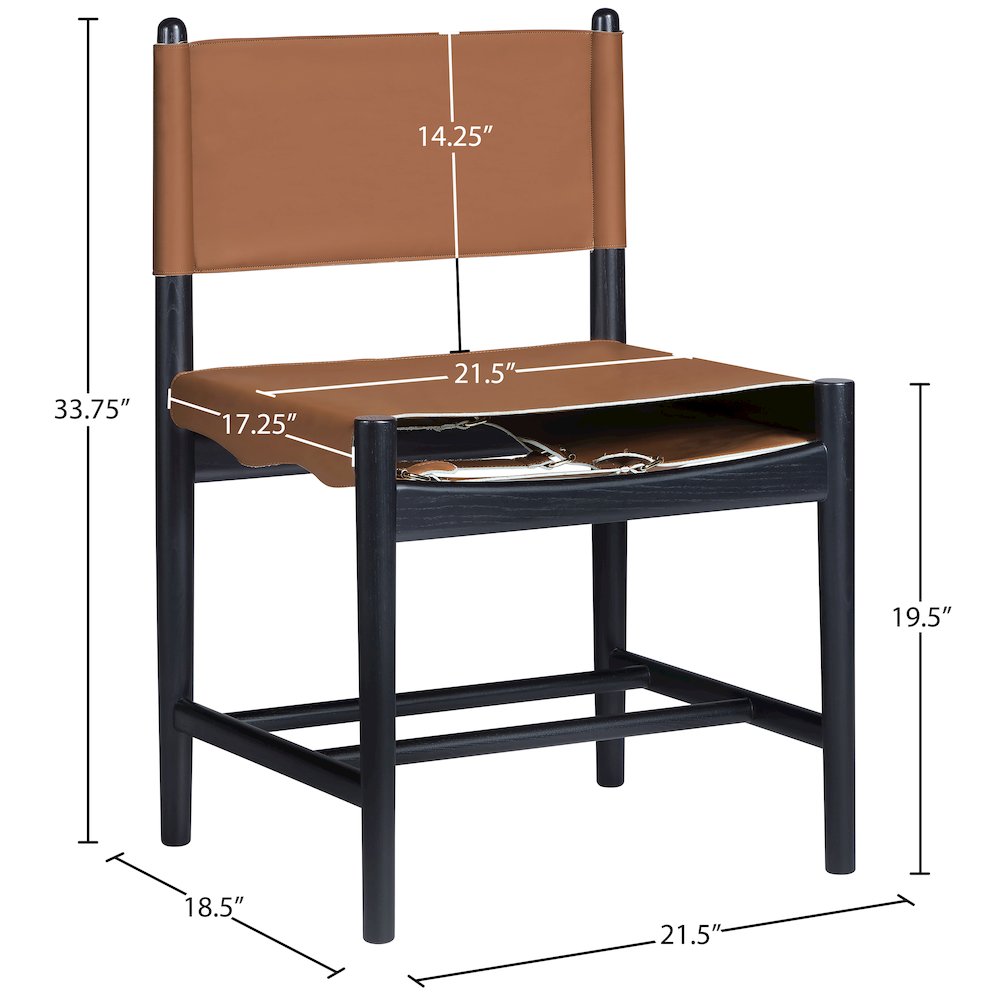 Rawlins Cognac Vegan Leather Upholstered Dining Chair, Set of 2