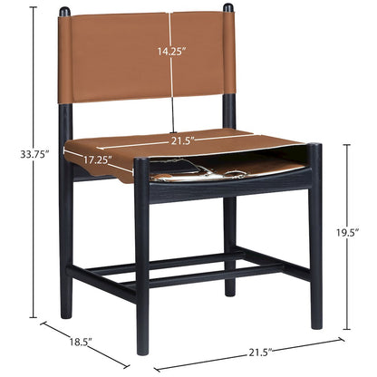 Rawlins Cognac Vegan Leather Upholstered Dining Chair, Set of 2