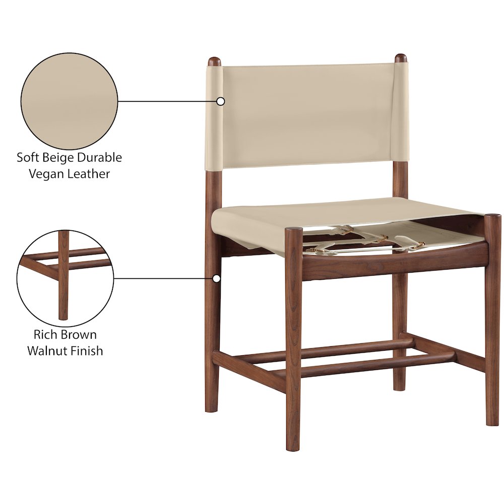 Rawlins Beige Vegan Leather Upholstered Dining Chair, Set of 2