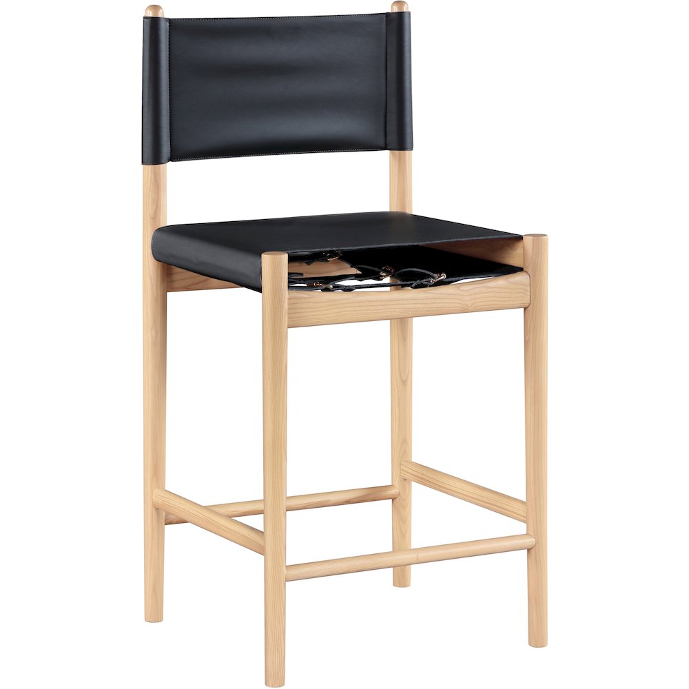Rawlins Black Vegan Leather Upholstered Counter Stool