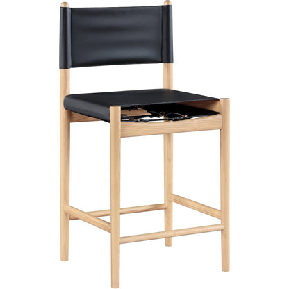 Rawlins Black Vegan Leather Upholstered Counter Stool