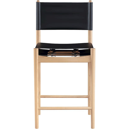 Rawlins Black Vegan Leather Upholstered Counter Stool