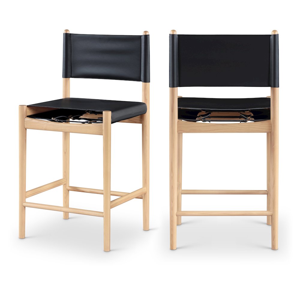 Rawlins Black Vegan Leather Upholstered Counter Stool