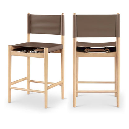 Rawlins Brown Vegan Leather Upholstered Counter Stool