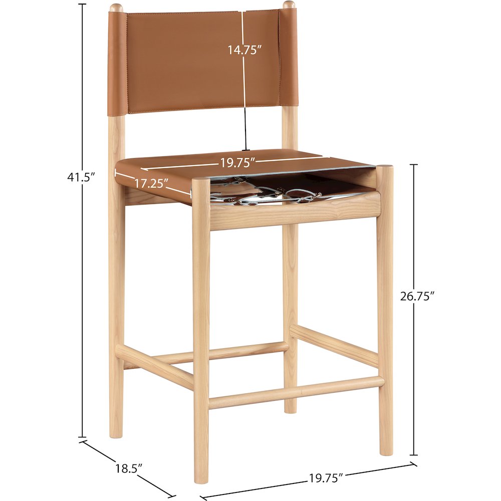 Rawlins Cognac Vegan Leather Upholstered Counter Stool