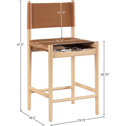 Rawlins Cognac Vegan Leather Upholstered Counter Stool