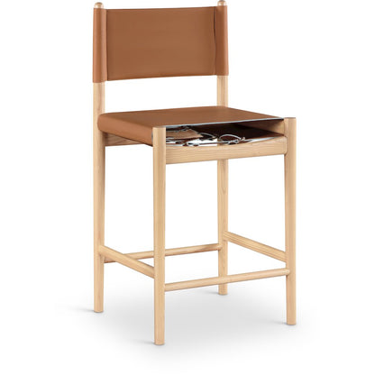 Rawlins Cognac Vegan Leather Upholstered Counter Stool