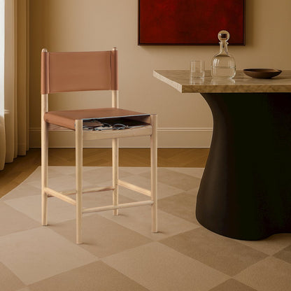 Rawlins Cognac Vegan Leather Upholstered Counter Stool
