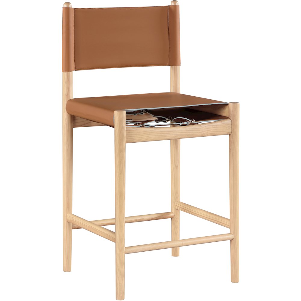 Rawlins Cognac Vegan Leather Upholstered Counter Stool
