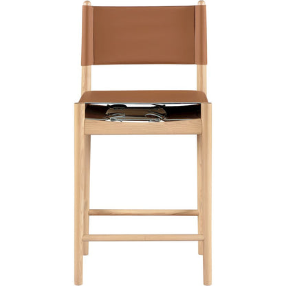 Rawlins Cognac Vegan Leather Upholstered Counter Stool