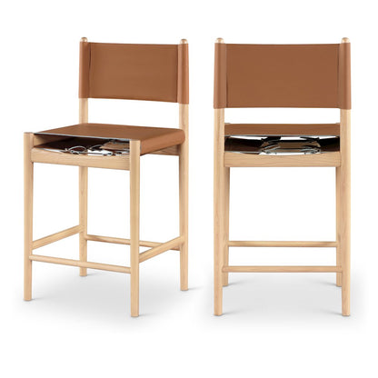 Rawlins Cognac Vegan Leather Upholstered Counter Stool