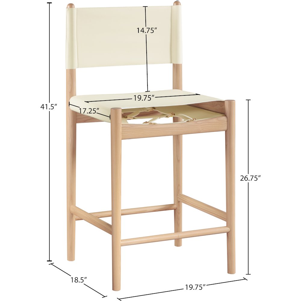 Rawlins Cream Vegan Leather Upholstered Counter Stool