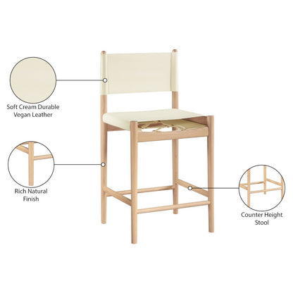 Rawlins Cream Vegan Leather Upholstered Counter Stool