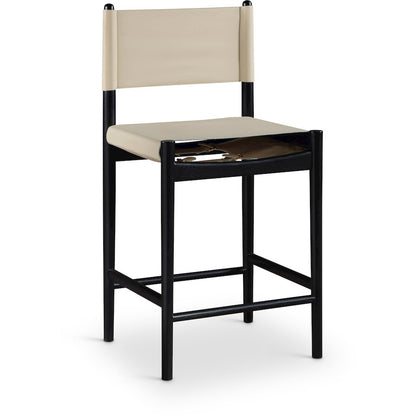 Rawlins Beige Vegan Leather Upholstered Counter Stool