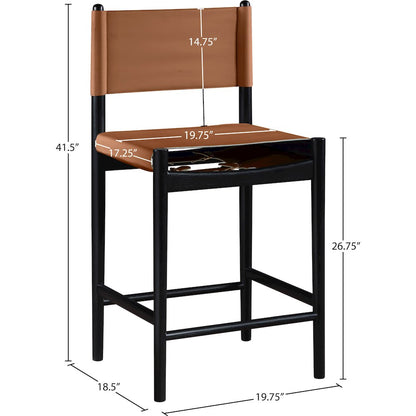 Rawlins Cognac Vegan Leather Upholstered Counter Stool
