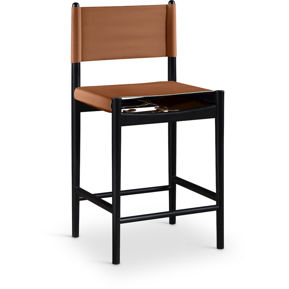 Rawlins Cognac Vegan Leather Upholstered Counter Stool