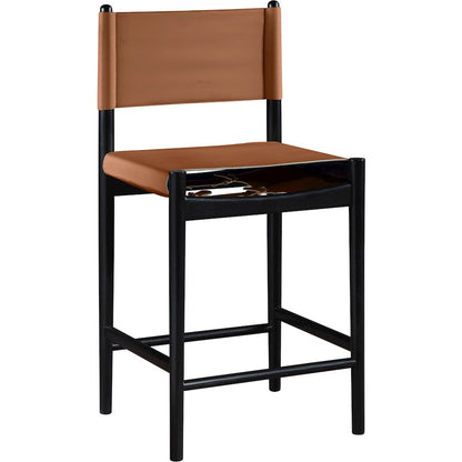 Rawlins Cognac Vegan Leather Upholstered Counter Stool