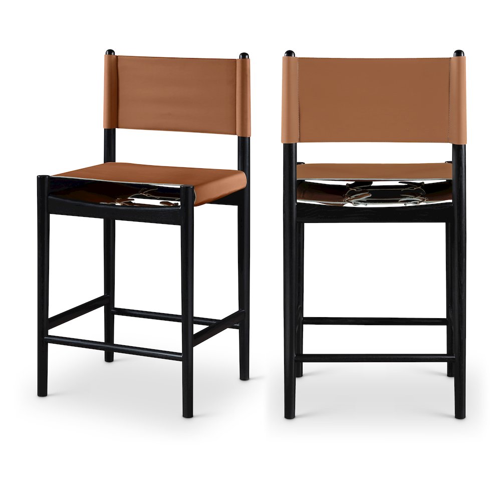 Rawlins Cognac Vegan Leather Upholstered Counter Stool