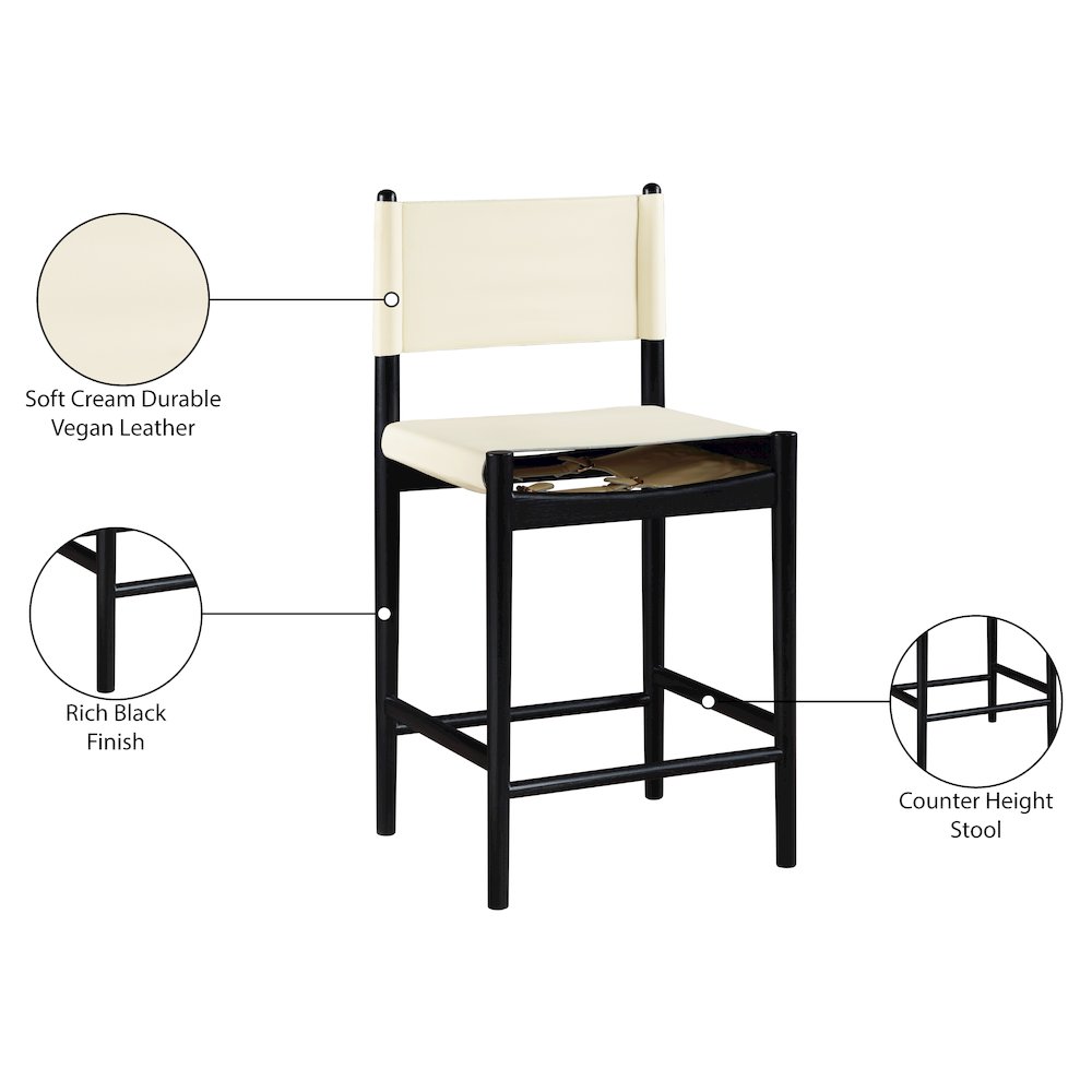 Rawlins Cream Vegan Leather Upholstered Counter Stool