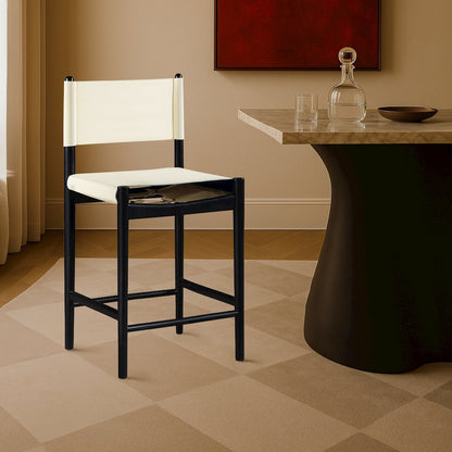 Rawlins Cream Vegan Leather Upholstered Counter Stool