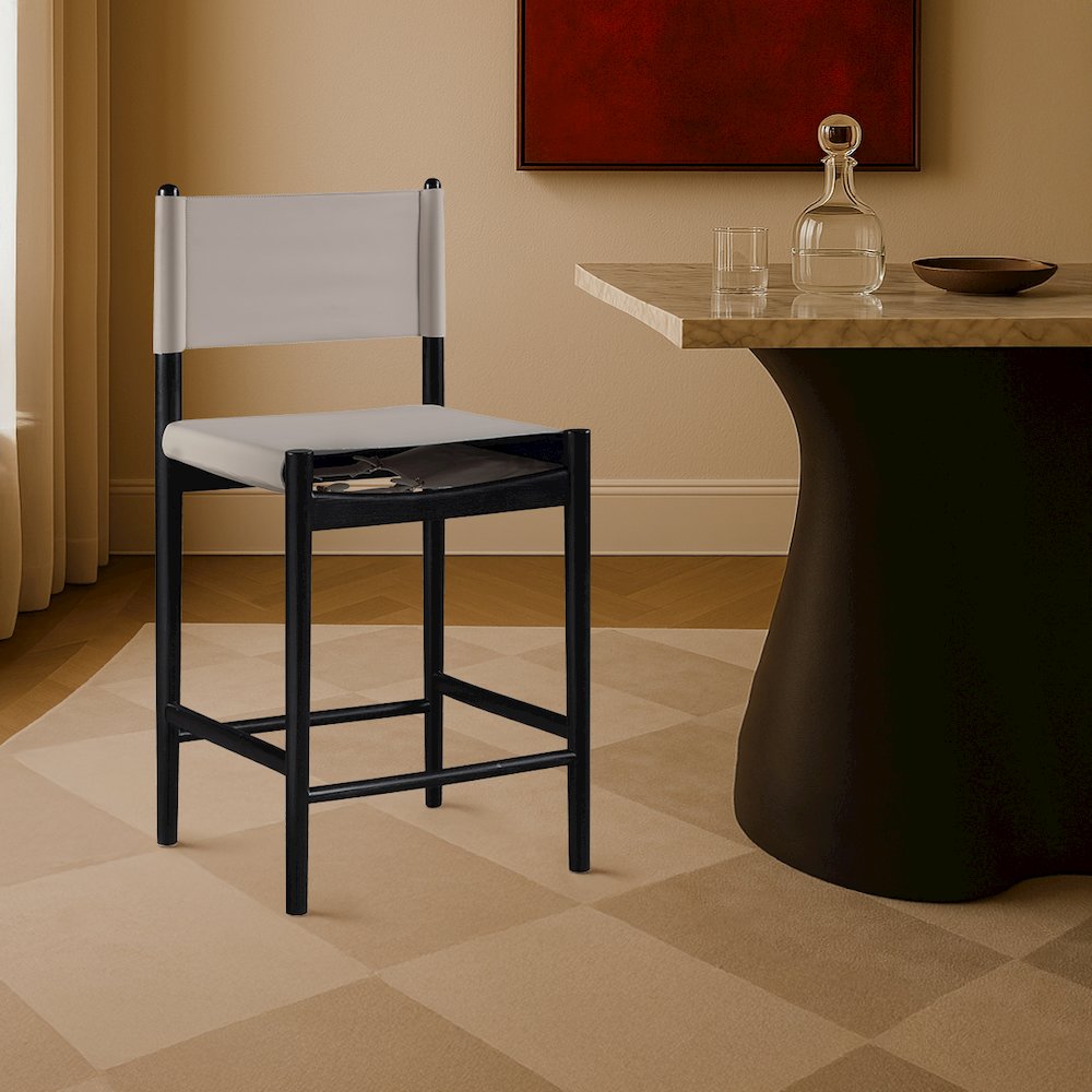 Rawlins Taupe Vegan Leather Upholstered Counter Stool