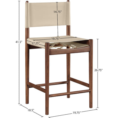 Rawlins Beige Vegan Leather Upholstered Counter Stool