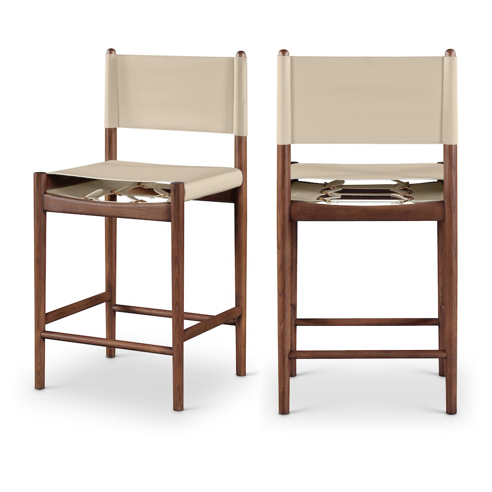 Rawlins Beige Vegan Leather Upholstered Counter Stool