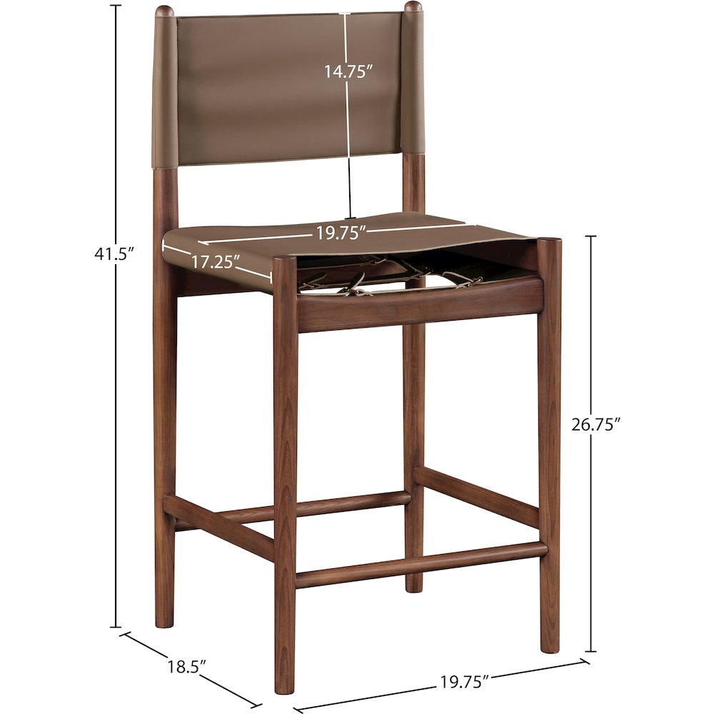 Rawlins Brown Vegan Leather Upholstered Counter Stool