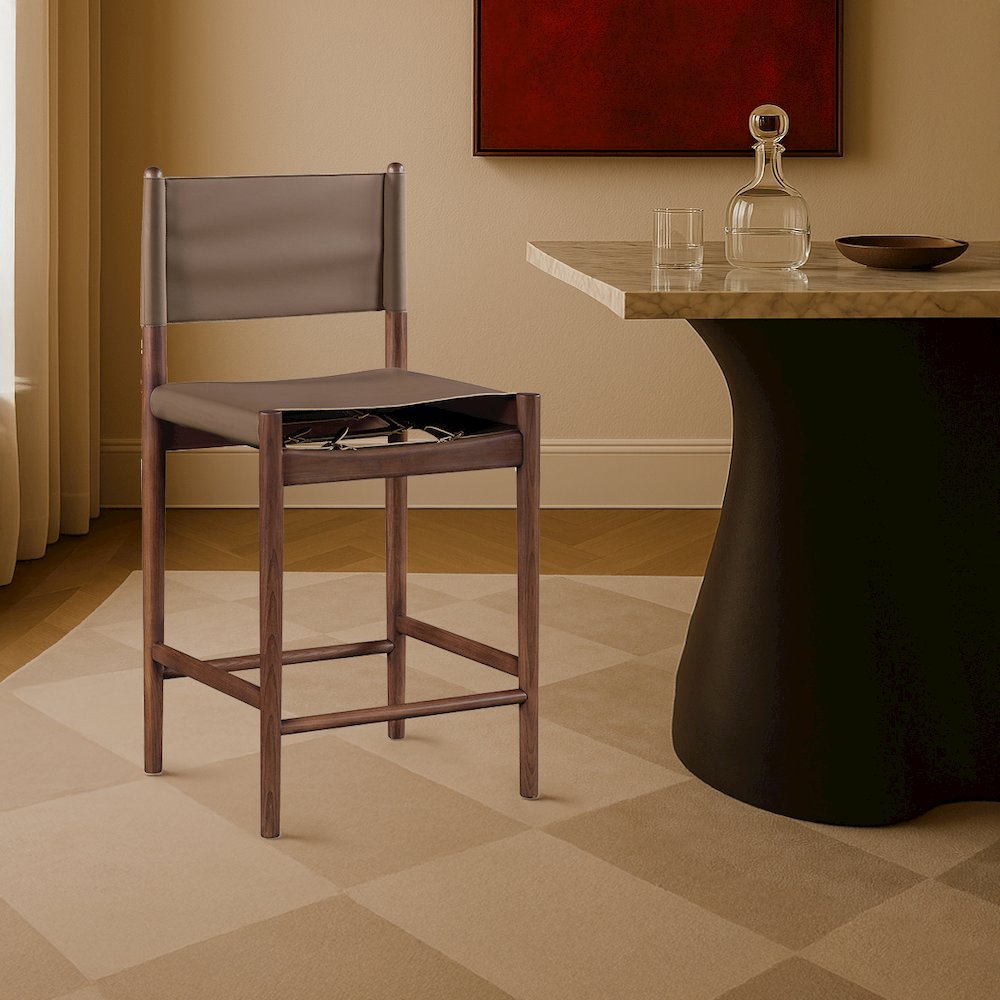 Rawlins Brown Vegan Leather Upholstered Counter Stool