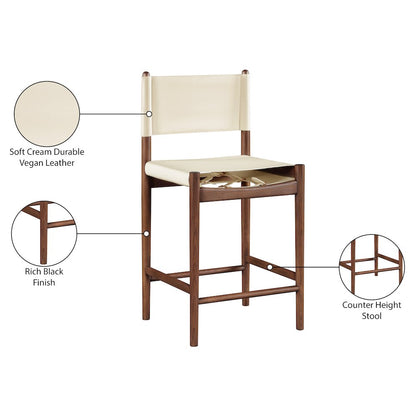 Rawlins Cream Vegan Leather Upholstered Counter Stool