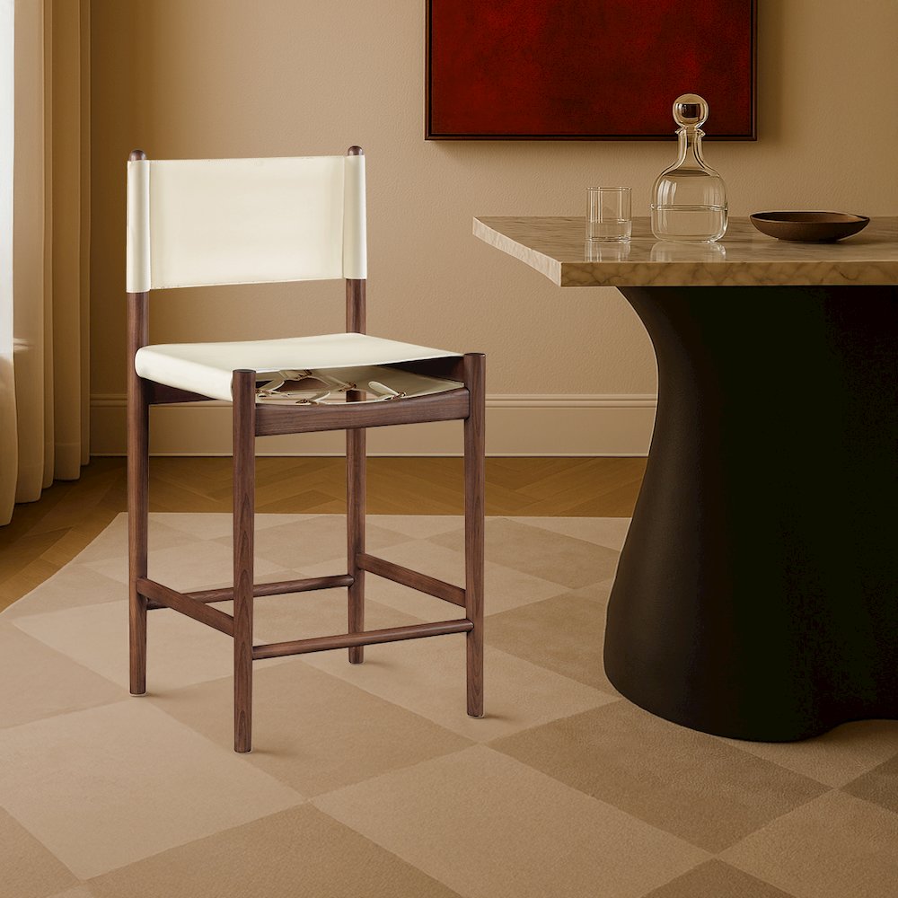 Rawlins Cream Vegan Leather Upholstered Counter Stool
