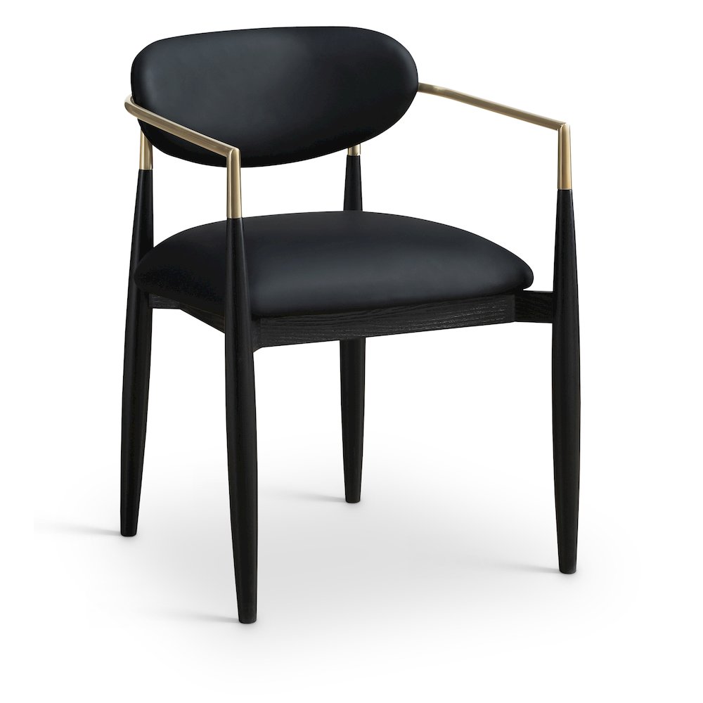 Riccio Black Vegan Leather Upholstered Dining Arm Chair, Set of 2