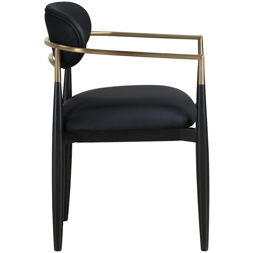 Riccio Black Vegan Leather Upholstered Dining Arm Chair, Set of 2