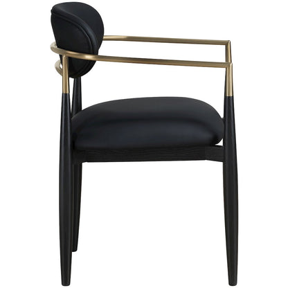 Riccio Black Vegan Leather Upholstered Dining Arm Chair, Set of 2