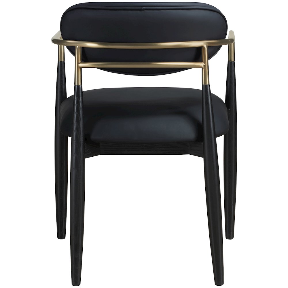 Riccio Black Vegan Leather Upholstered Dining Arm Chair, Set of 2