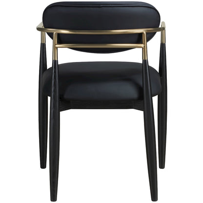 Riccio Black Vegan Leather Upholstered Dining Arm Chair, Set of 2