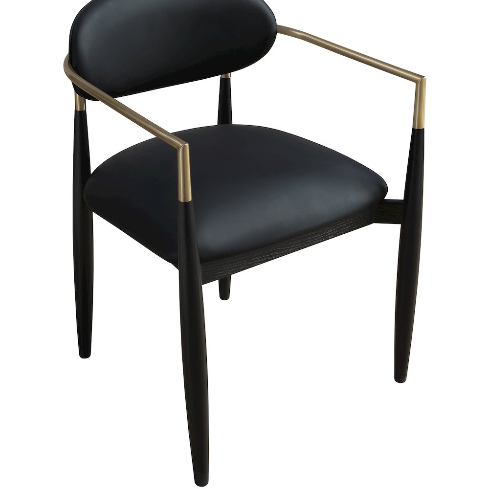 Riccio Black Vegan Leather Upholstered Dining Arm Chair, Set of 2