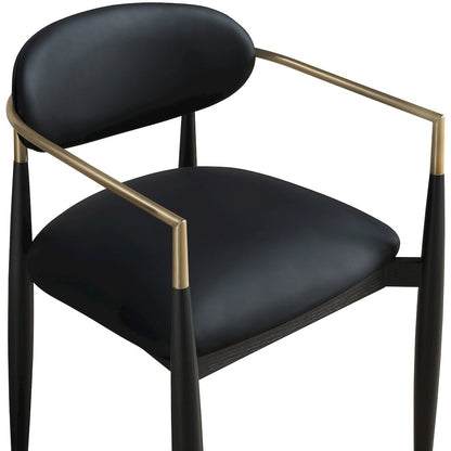 Riccio Black Vegan Leather Upholstered Dining Arm Chair, Set of 2