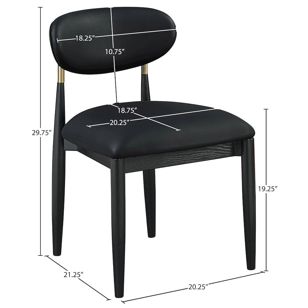 Riccio Black Vegan Leather Upholstered Dining Side Chair, Set of 2