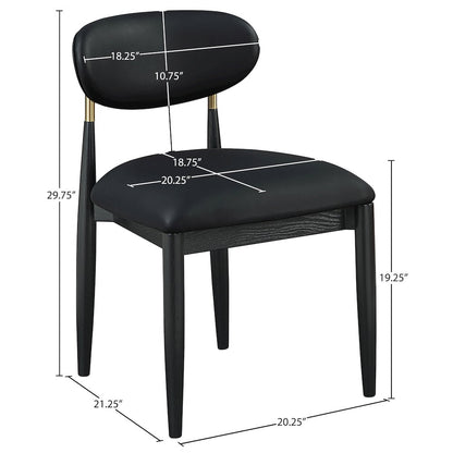 Riccio Black Vegan Leather Upholstered Dining Side Chair, Set of 2