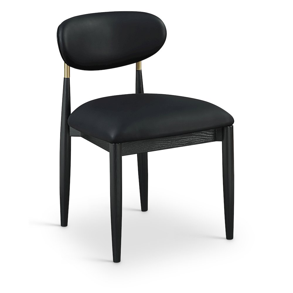 Riccio Black Vegan Leather Upholstered Dining Side Chair, Set of 2