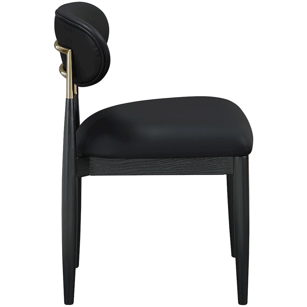 Riccio Black Vegan Leather Upholstered Dining Side Chair, Set of 2