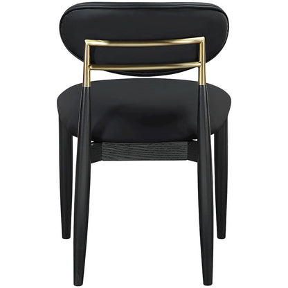 Riccio Black Vegan Leather Upholstered Dining Side Chair, Set of 2